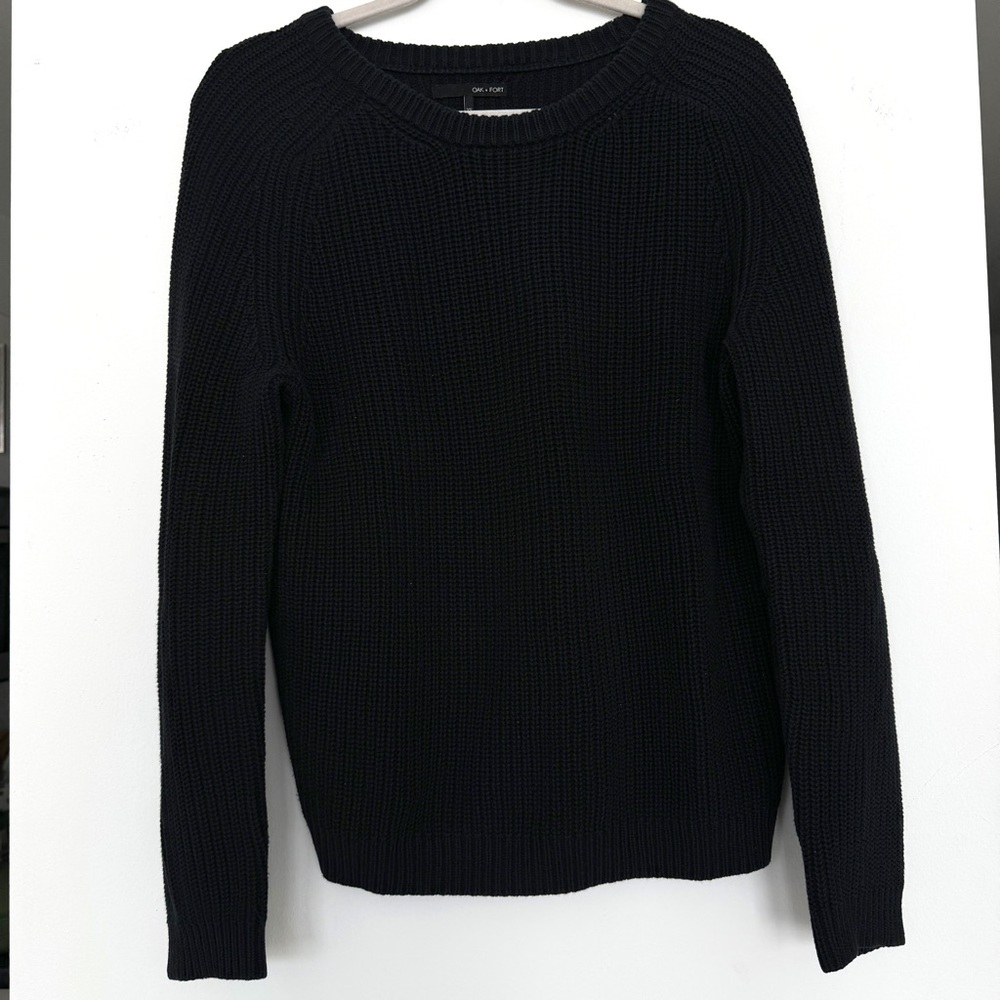 Oak + Fort black cotton crew neck sweater